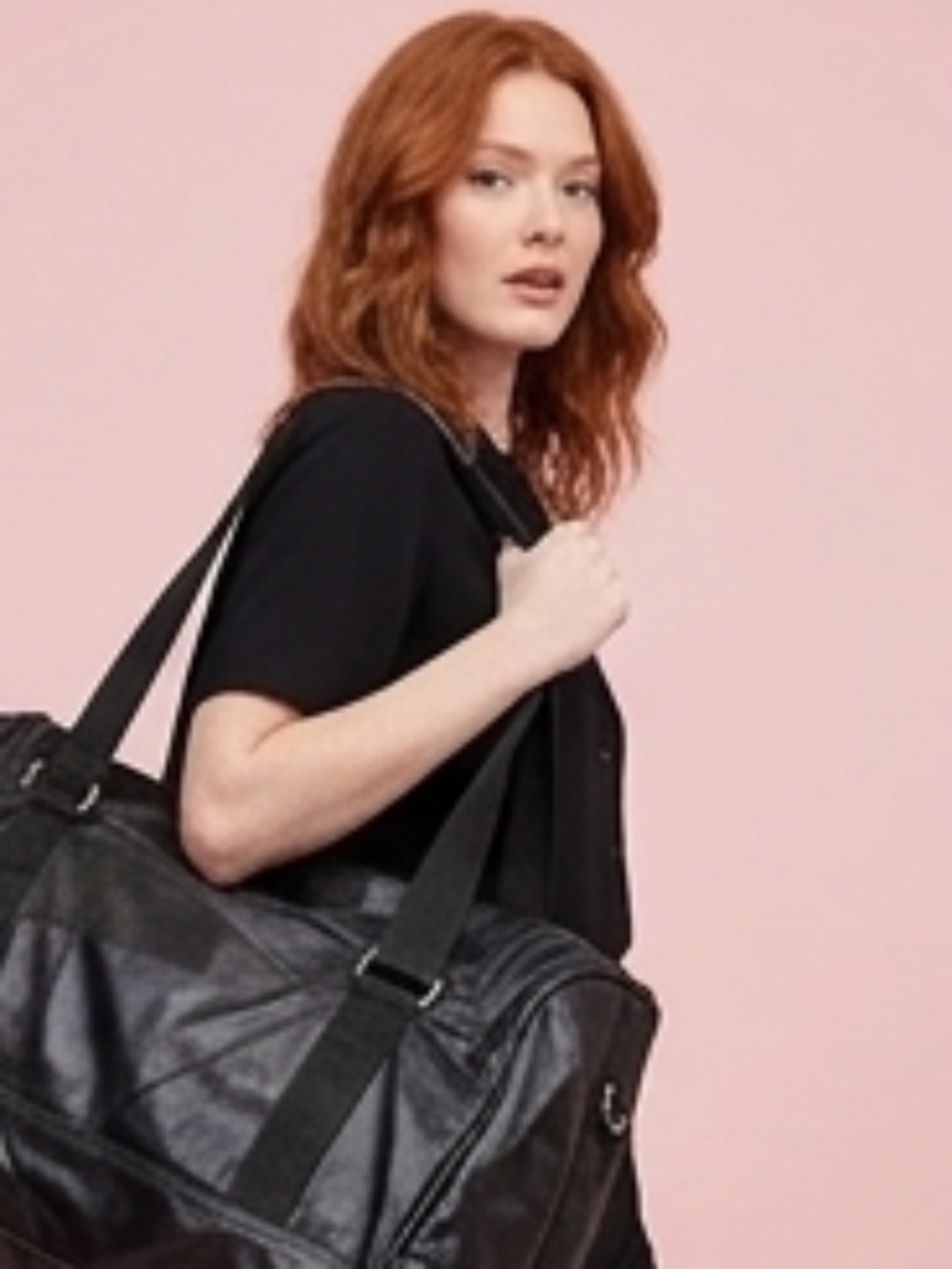 NWOT! Vintage Black Patchwork Leather Duffel Travel Athletic Carry-On Bag